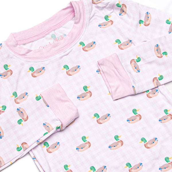 Pondside Picnic Bamboo Pajama Set, Pink