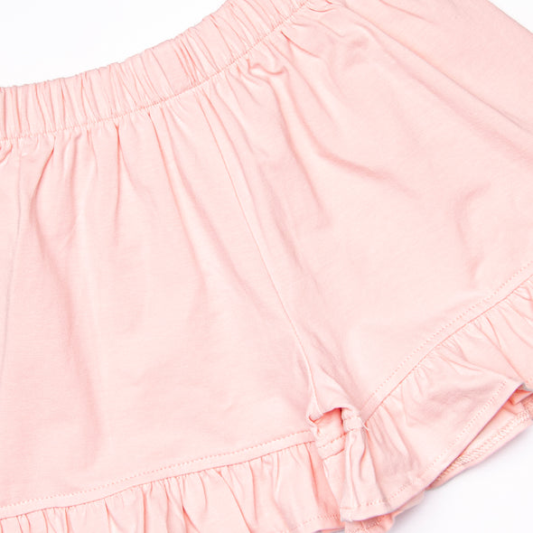 Triple Scoop Embroidered Short Set, Pink