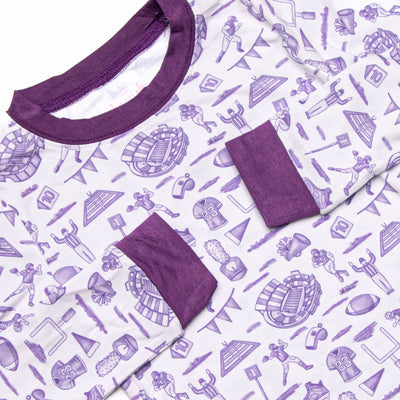 Tailgates and Touchdowns Bamboo Pajama Set, Purple