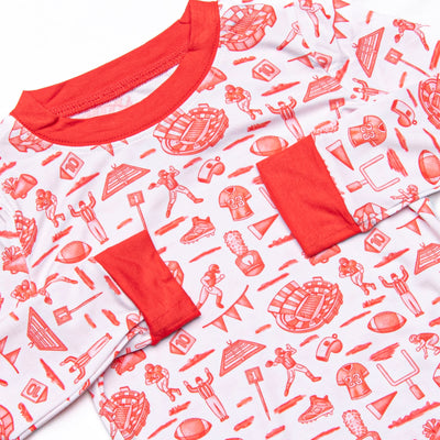 Tailgates and Touchdowns Bamboo Pajama Set, Red
