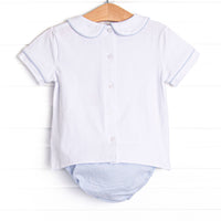 Sunday Gathering Applique Diaper Set, Blue