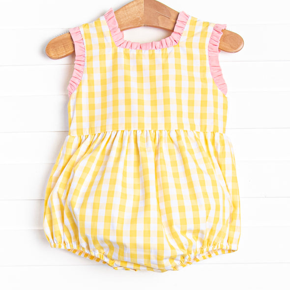 Fish Frills Smocked Bubble, Yellow