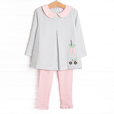 Going Golfing Applique Legging Set, Green
