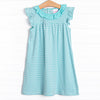 Hannah Flutter Sleeve Dress, Mint Stripe