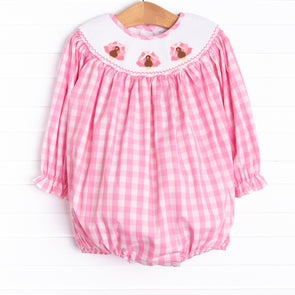 Gobble Gobble Smocked Bubble, Pink