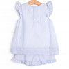 Pastel Petals Applique Short Set, Blue