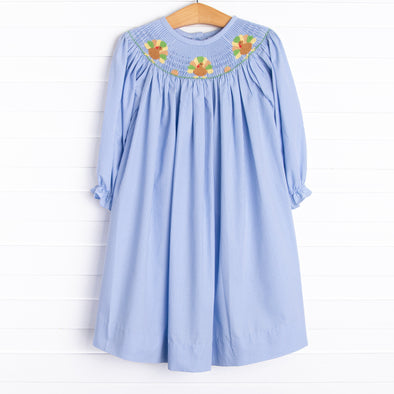 Day of Thanks Smocked Dress, Blue