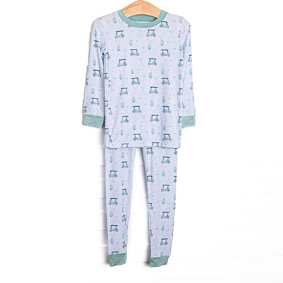 This set is made of the extremely soft, stretchy bamboo viscose fabric that feels like butter and features a golf print.
