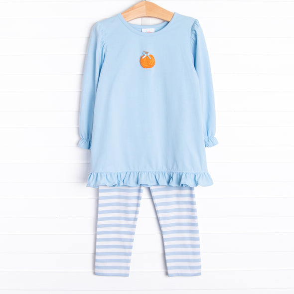 Spice and Everything Nice Embroidered Legging Set, Blue