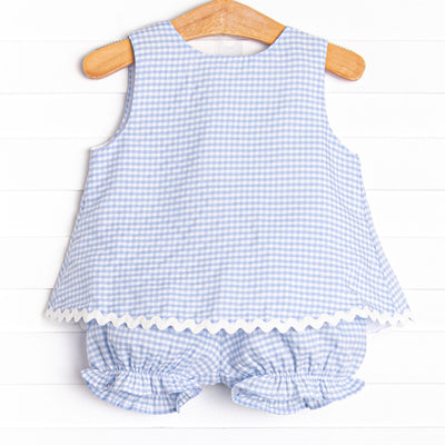 Stevie Gingham Bloomer Set, Blue