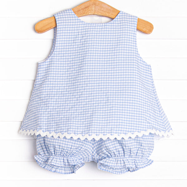 Stevie Gingham Bloomer Set, Blue