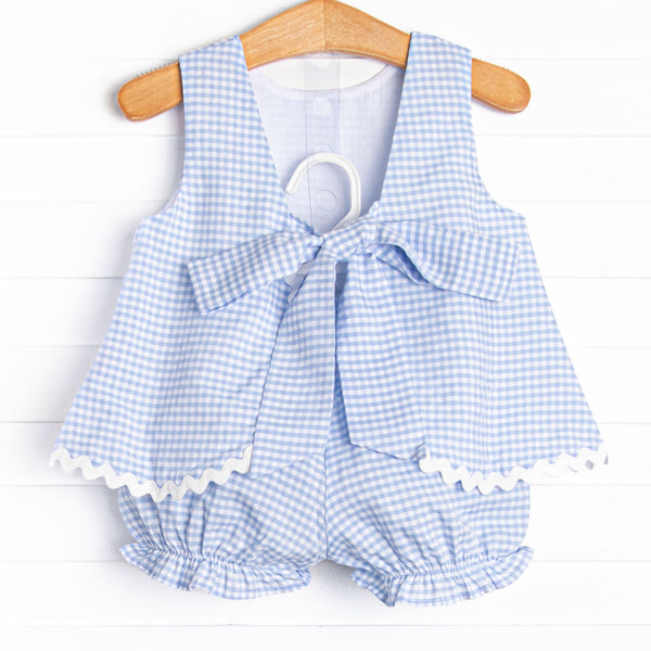 Stevie Gingham Bloomer Set, Blue