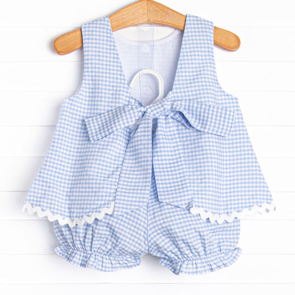 Stevie Gingham Bloomer Set, Blue