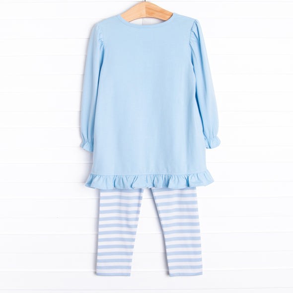 Spice and Everything Nice Embroidered Legging Set, Blue