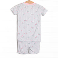 Pinstripe Picks Bamboo Pajama Short Set, Green