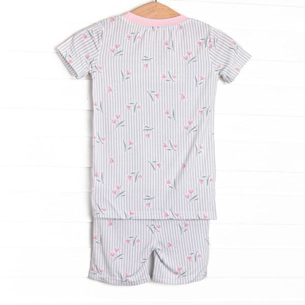Pinstripe Picks Bamboo Pajama Short Set, Green