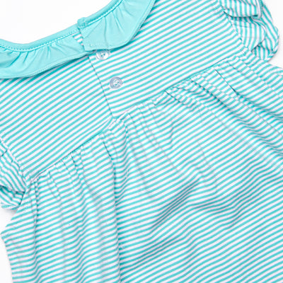 Hannah Flutter Sleeve Dress, Mint Stripe