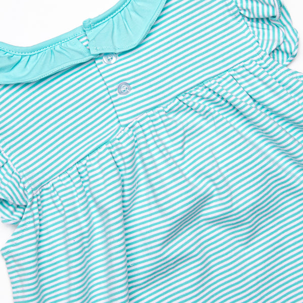 Hannah Flutter Sleeve Dress, Mint Stripe