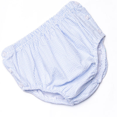 Sunday Gathering Applique Diaper Set, Blue