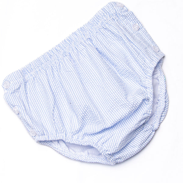 Sunday Gathering Applique Diaper Set, Blue