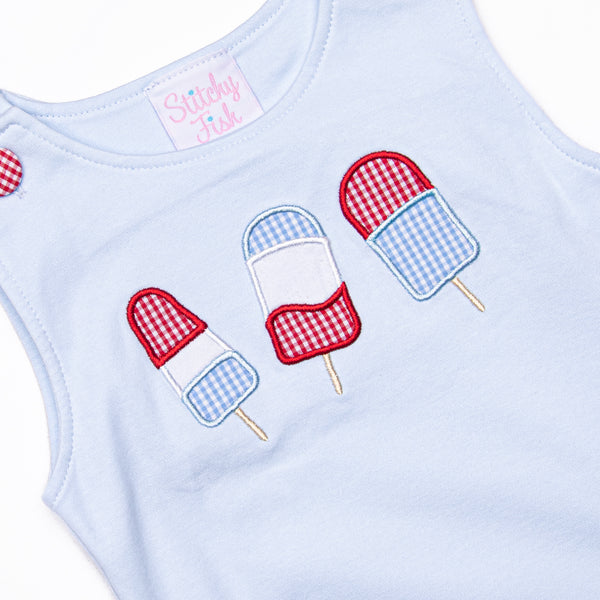 Popsicles and Patriotism Applique Bubble, Blue