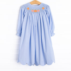 Pumpkin Patch Princess Smocked Bishop Dress, Blue