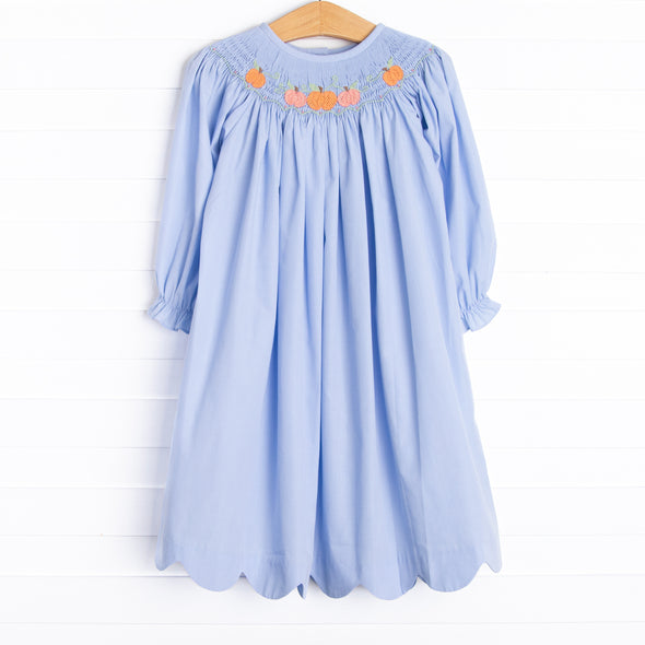 Pumpkin Patch Princess Smocked Bishop Dress, Blue