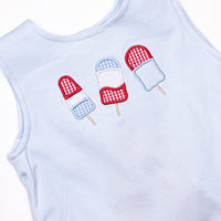 Popsicles and Patriotism Applique Diaper Set, Blue