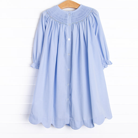 Pumpkin Patch Princess Smocked Bishop Dress, Blue