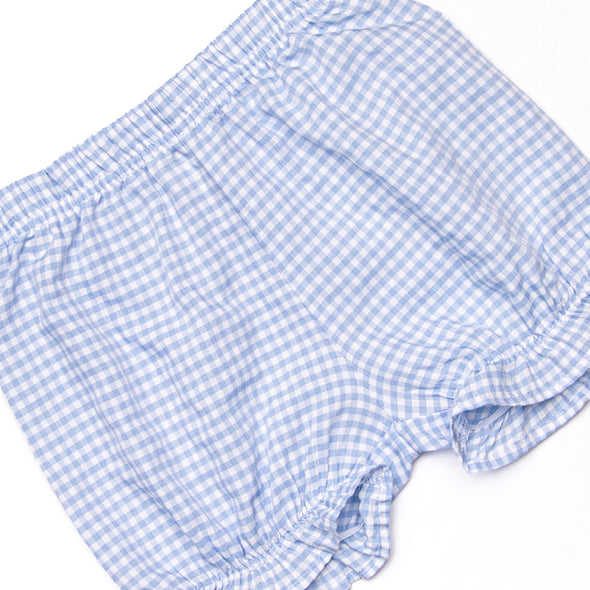 Stevie Gingham Bloomer Set, Blue