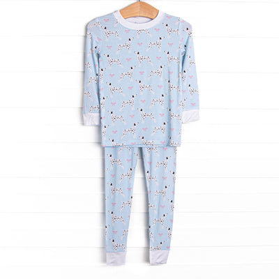 Dalmatian Daydream Bamboo Girl Pajama Set, Blue