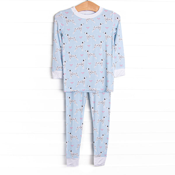 Dalmatian Daydream Bamboo Girl Pajama Set, Blue