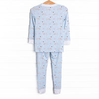 Dalmatian Daydream Bamboo Girl Pajama Set, Blue