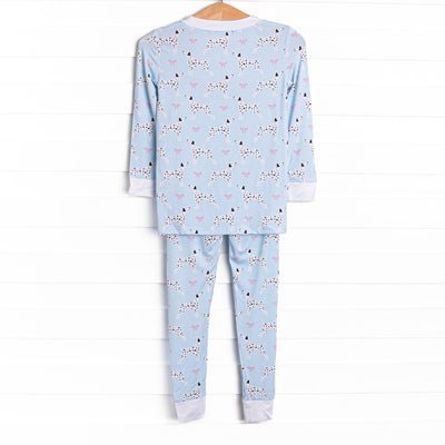 Dalmatian Daydream Bamboo Girl Pajama Set, Blue