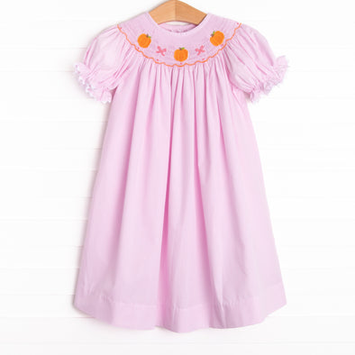 Polly Pumpkin Smocked Bishop Dress, Pink