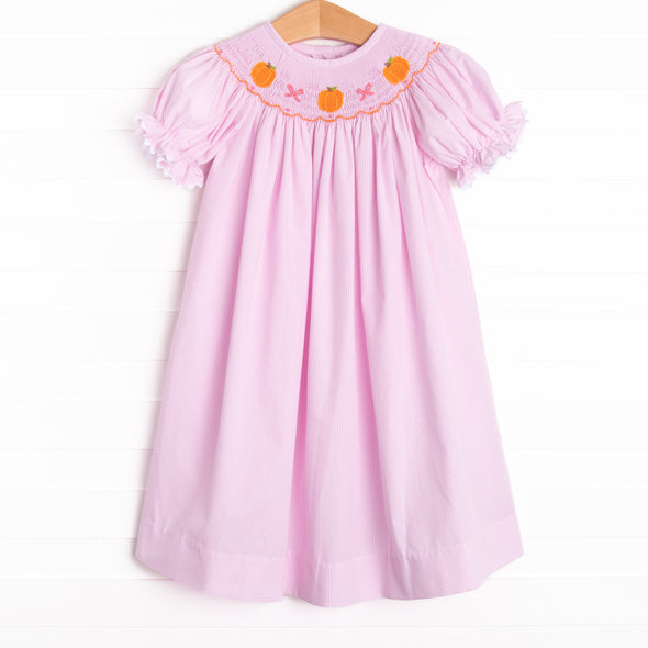 Polly Pumpkin Smocked Bishop Dress, Pink