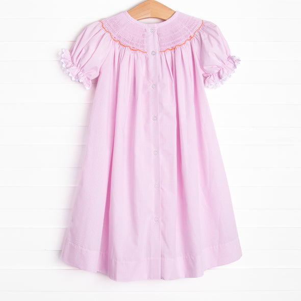 Polly Pumpkin Smocked Bishop Dress, Pink