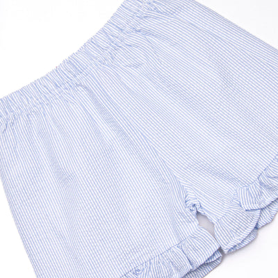 Pastel Petals Applique Short Set, Blue