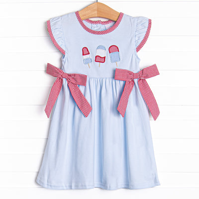 Popsicles and Patriotism Applique Dress, Blue