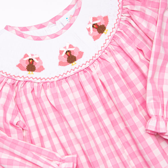 Gobble Gobble Smocked Bubble, Pink