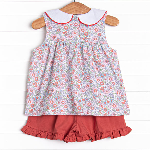 Fresh Market Florals Short Set, Red
