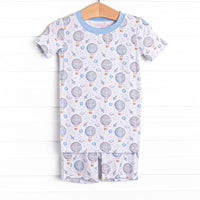 Festival Flyers Bamboo Pajama Short Set, Blue