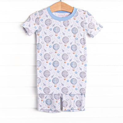 Festival Flyers Bamboo Pajama Short Set, Blue