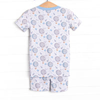 Festival Flyers Bamboo Pajama Short Set, Blue