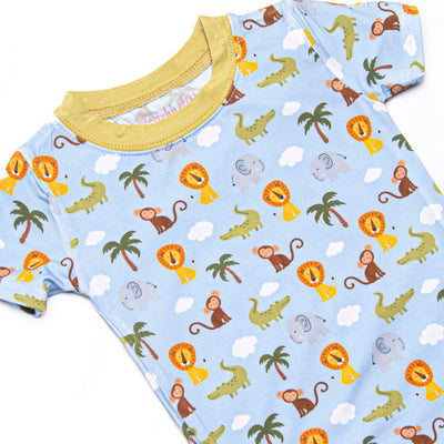 Bedtime Story Safari Bamboo Pajama Short Set, Blue