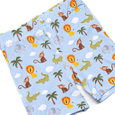Bedtime Story Safari Bamboo Pajama Short Set, Blue