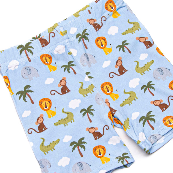 Bedtime Story Safari Bamboo Pajama Short Set, Blue