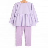 Whiskers and Witches Applique Legging Set, Purple