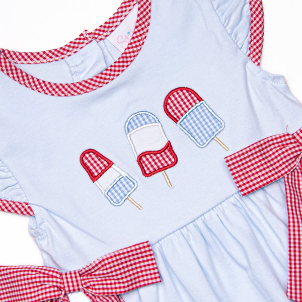 Popsicles and Patriotism Applique Dress, Blue