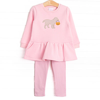 Halloween Puppy Applique Legging Set, Pink